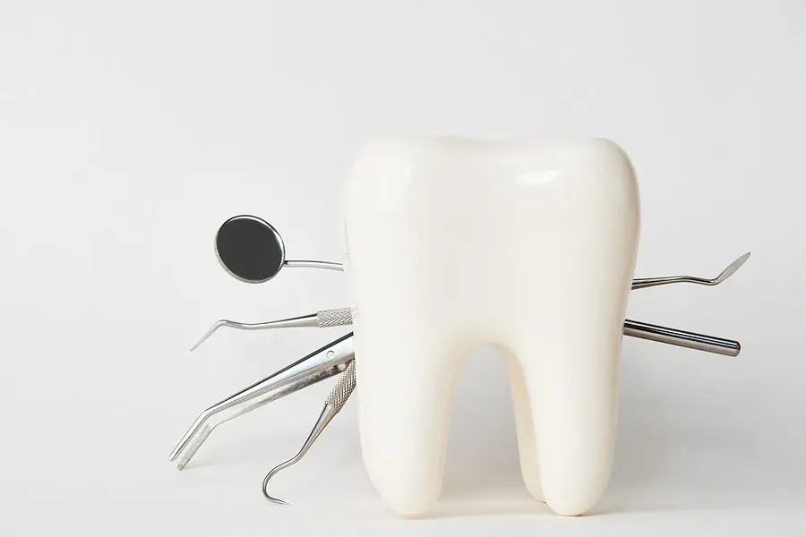 Dental Tooth Model With Metal Medical Dentistry Equipment