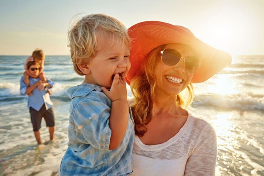Mom and Son on Beach